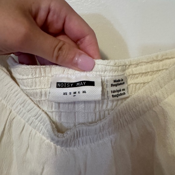 Size M white smocked Noisy May ruffled spaghetti strap romper - Picture 7 of 10